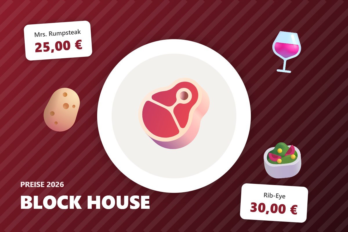 block house speisekarte – Illustration mit Preisen