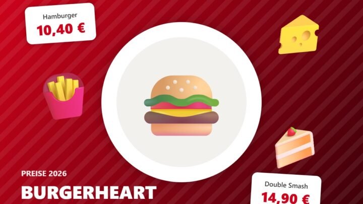 burgerheart speisekarte – Illustration mit Preisen