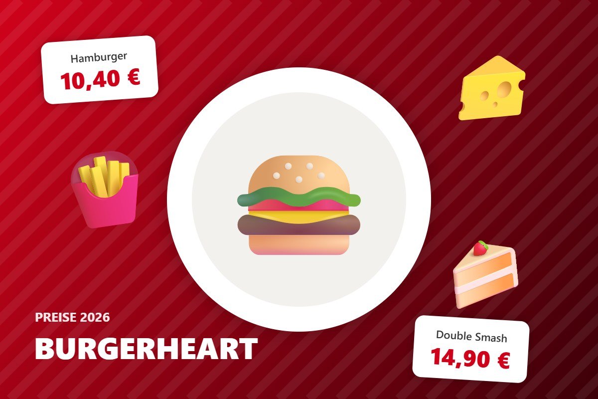 burgerheart speisekarte – Illustration mit Preisen