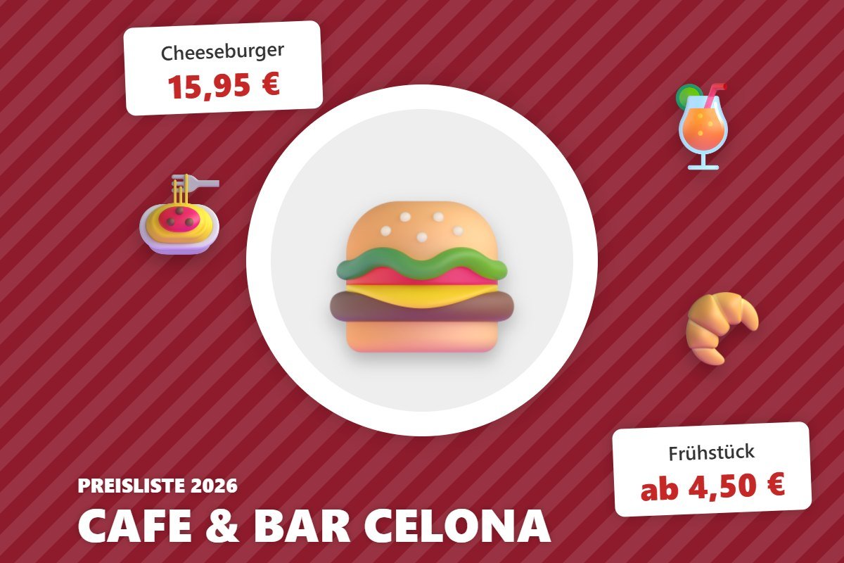cafe & bar celona speisekarte – Illustration mit Preisen