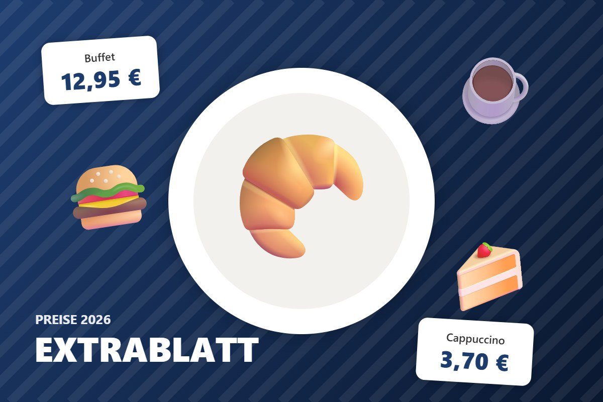 cafe extrablatt speisekarte – Illustration mit Preisen