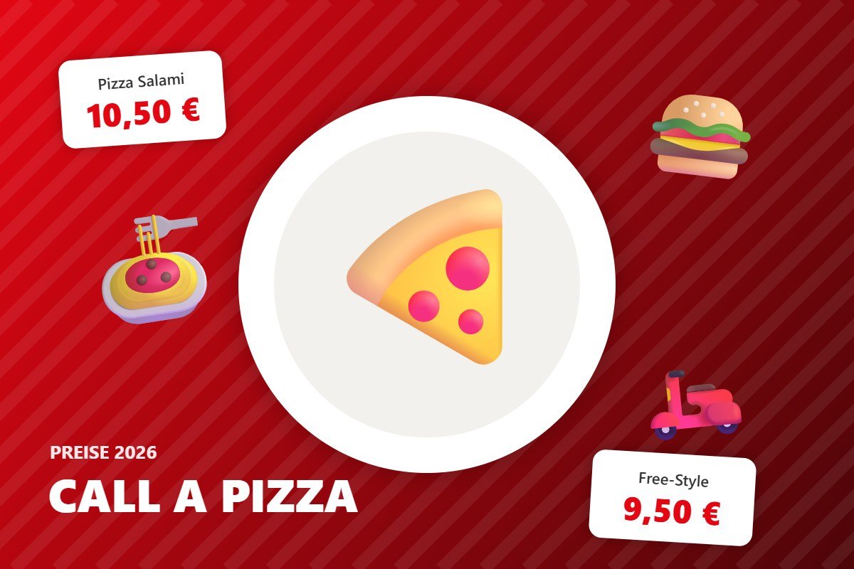 call a pizza preise – Illustration mit Preisen
