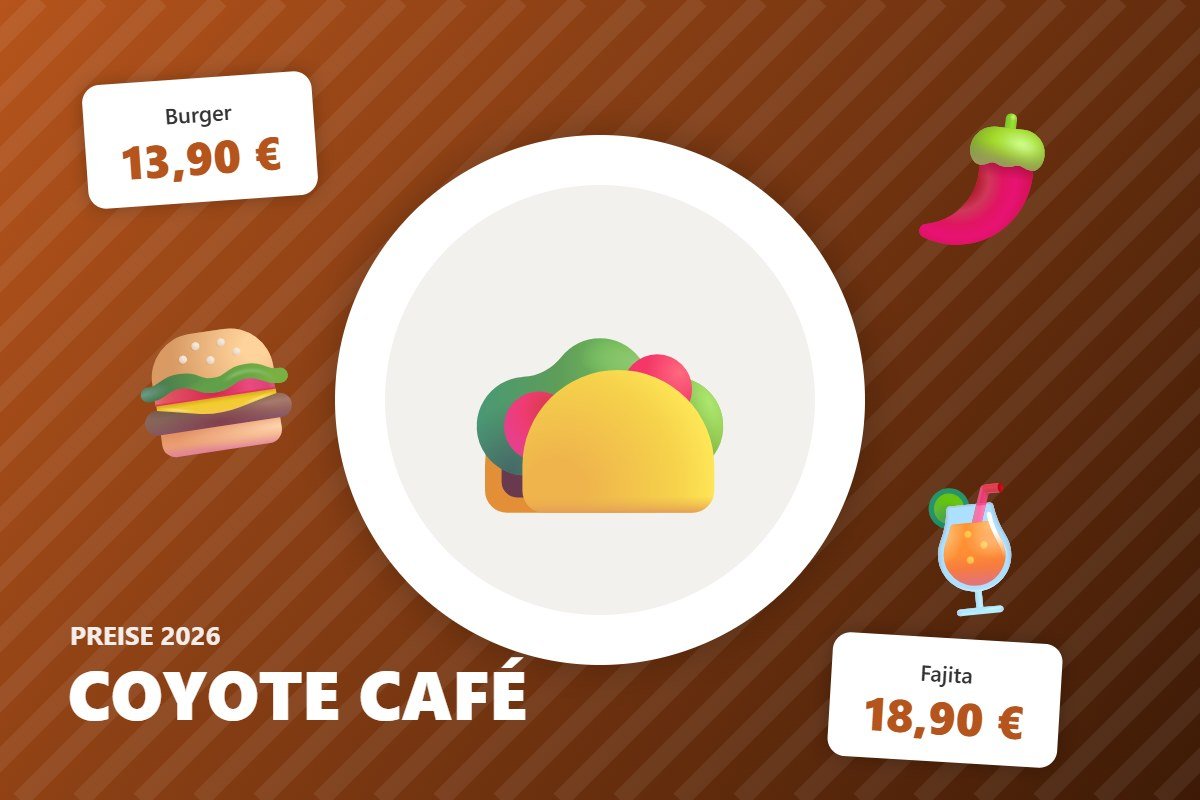 coyote cafe speisekarte – Illustration mit Preisen