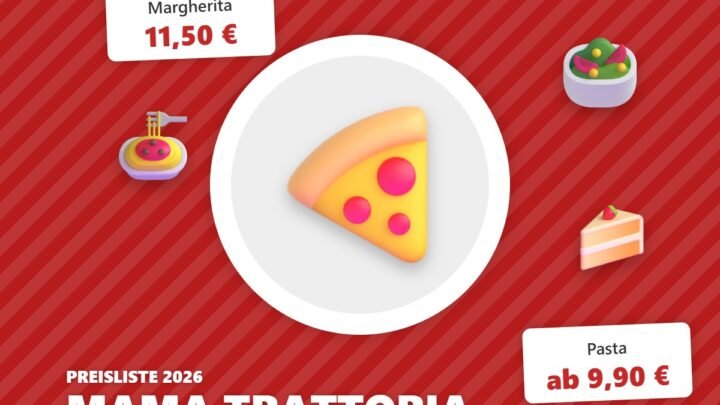mama trattoria speisekarte – Illustration mit Preisen